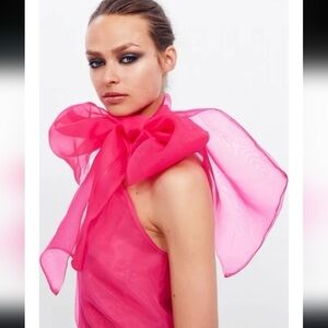 Zara Pink Halter Top with Bow